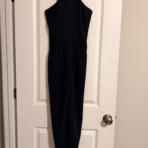 Aqua One Shoulder Black Dress